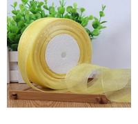 45 metri/rotolo 12/15/20/25/40/50mm Nastri di organza Matrimonio all'ingrosso Natale Festa di compleanno Decorazione Nastri per confezioni regalo fai-da-te-giallo, Organza 40mm
