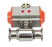 45 mm valvola a sfera Tri Clamp Ferrule tipo 304 in acciaio inox con cilindro a doppia azione 1 pezzo