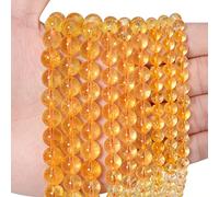 45 perle di citrino naturale da 8 mm - Pietre preziose rotonde di cristallo curative energetiche per la creazione di gioielli, bracciali e collane fai da te