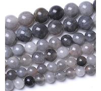 45 perline di cristallo grigio naturale da 8 mm, rotonde sciolte per la creazione di gioielli, pietra energetica fai da te, braccialetto di potere curativo, 38,1 cm