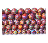 45 perline di pietra naturale da 8 mm, malachite arcobaleno, perline rotonde, energia cristallina, pietra curativa (8 mm, malachite colorata)