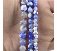 45 perline di pietra naturale in stile calcedonio blu, C, vetro, giada, agata, perline, creazione di gioielli fai da te, braccialetti fatti a mano da 15'' - agate blu fuoco - 6 mm