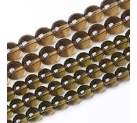 45 perline rotonde in cristallo di quarzo fumé, 8 mm, in pietra naturale, per la creazione di gioielli e braccialetti (8 mm, vetro di quarzo fumato)
