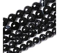 45 perline rotonde sfuse da 8 mm in agata naturale a righe nere per la creazione di gioielli fai da te per braccialetti e collane da 38,1 cm