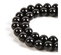 45 perline rotonde sfuse in tormalina nera naturale, 8 mm, per la creazione di gioielli, 39,4 cm, 1 filo (tormalina nera, 45 perline da 8 mm)