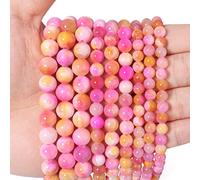 45 perline sfuse di giada rosa e giada da 8 mm, per la creazione di gioielli, perline semi preziose naturali, rotonde, lisce, distanziatori per collane e bracciali