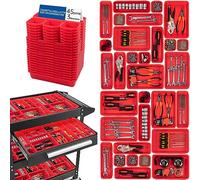 45 Pezzi Cassetta Attrezzi Organizer Cassetti, per Viti Minuteria, Attrezzi Banco da Lavoro, Scatole Vassoio Portaoggetti Organizzatore Cassetti Plastica, per Carrello Porta Attrezzi, Garage - Rosso