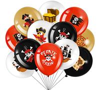 45 Pezzi di Palloncini per Festa di Pirata Palloncini da Pirata in Lattice Set di Palloncini Rotondi con Teschio dei Caraibi e Nave Decorazioni per Festa di Compleanno e Halloween a Tema
