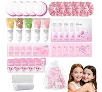 45 pezzi Set per cura della pelle per pigiama party per ragazze, set regalo da 5 pezzi per feste che include maschere, maschere per gli occhi, creme per le mani, maschere per le labbra, fasce per