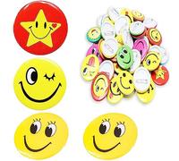 45 pezzi Smiley Face Spille in metallo Smile Face Button Pins, Smiley Badge Spilla di sicurezza Decorazione dei costumi Smiley Pin Accessori per abbigliamento fai da te per magliette, zaini (stili