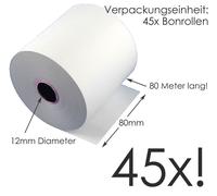 45 Thermorollen 80mm X 80m X 12mm Rotoli P. Es. Per Epson TM-T88 Rotoli