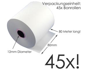 45 Thermorollen 80mm X 80m X 12mm Rotoli P. Es. Per Epson TM-T88 Rotoli