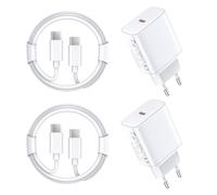 45 W Caricatore USB C per iPhone 17 16 15/17 16 15 Pro/17 16 15 Pro Max/17 Air/16 15 Plus/iPad Pro/iPad Air, Samsung Galaxy S25/S24, 2 Pack Ricarica Rapida Carrellatore Spina Adattatore con 2M Cavo
