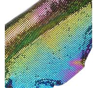 45 x 150 cm scintillio del tessuto della maglia del metallo Chainmail gioielli vestito mestiere borsa Making (arcobaleno)