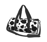 45 x 23 x 23 cm borsa sportiva nera con mucca cartone animato borsa da palestra per donne e uomini, Mucca nera del fumetto, Taglia unica