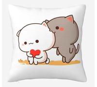 45 x 45 cm federa per cuscino con gatti - Peach & Goma incantevole federa per cuscino per un comfort accogliente, ideale per la cameretta dei bambini e la decorazione della casa - simpatico motivo