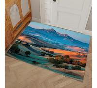 45 x 75 cm Tappeto - Città Toscana Zerbino Morbido Per Ingresso E Interno, TPR Fondo Antiscivolo, Facile Da Pulire - Paesaggio Naturale Tappeto Arancione Caldo