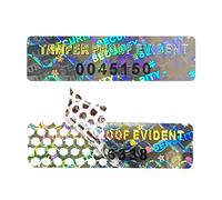 450 adesivi con ologramma anti-manomissione con numero di serie unico, etichette autoadesive anti contraffazione (argento, 25 x 7,5 mm)