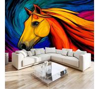450 x 280 cm Carta da Parati Panoramica Per Ragazzi Ragazze Cavallo Animale Vortice Texture Poster Gigante Parete 3D Decorazione Murale Premium Per Soggiorno, Camera Adulto, Camera dei Bambini Colore
