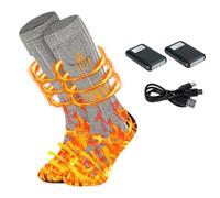 4500mAh Calze termiche riscaldanti per Uomo e Donna, Calze termiche elettriche ricaricabili, 3 livelli di temperatura, lavabili, scaldapiedi invernali (Grigio, L)