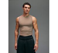 4505 - Canotta base layer a compressione attillata senza cuciture color arenaria che definisce la figura-Neutro XL