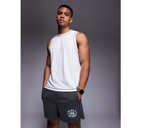 4505 - Canotta bianca in tessuto a rete con giromanica ampio e cuciture a contrasto-Bianco 2XL