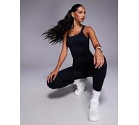 4505 - Canotta modellante senza cuciture nera con reggiseno interno e spalline regolabili-Nero L