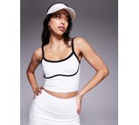 4505 - Canotta sportiva bianca con reggiseno interno e profili a contrasto-Bianco 48