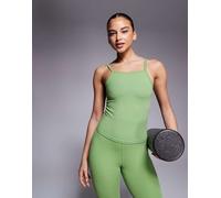 4505 - Canottiera accollata verde morbida al tatto anni '90 con reggiseno interno e imbottitura rimovibile 48