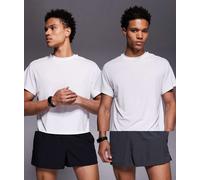 4505 - Confezione da 2 pantaloncini da corsa quick dry da 8 cm neri e color grafite con tasca posteriore per il telefono-Multicolore XL