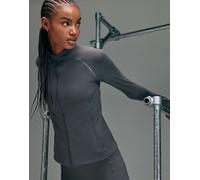 4505 - Giacca da corsa premium grigia con zip catarifrangente, polsini risvoltati e tasca con zip per il telefono-Grigio 50