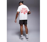 4505 - Heavy Lifting - T-shirt quick dry tecnica bianco vintage con stampa sul retro 2XS