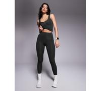 4505 - Icon Active - Leggings da palestra a vita alta kaki modellanti sul retro con tasca interna-Verde 40