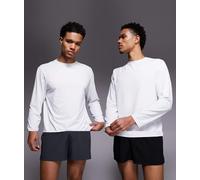 4505 - Icon - Confezione da 2 paia di pantaloncini da corsa quick dry da 8 cm neri e grigio antracite con tasca per il telefono sul retro-Multicolore M