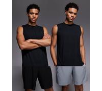 4505 - Icon - Confezione da 2 paia di pantaloncini sportivi quick dry da 7" neri e grigi con tasche con zip-Multicolore M