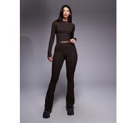 4505 - Icon - Leggings a zampa da yoga a vita alta slim color cioccolato morbidi al tatto-Marrone 44