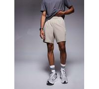 4505 - Icon - Pantaloncini da allenamento da 18 cm ad asciugatura rapida color pietra con tasche con zip-Neutro L