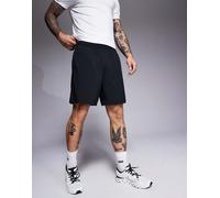 4505 - Icon - Pantaloncini da allenamento da 18 cm in tessuto ad asciugatura rapida neri con tasche con zip-Nero 2XL