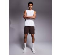 4505 - Icon - Pantaloncini da allenamento da 18 cm in tessuto quick dry a rete con tasche con zip color uvetta-Marrone S