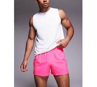 4505 - Icon - Pantaloncini da corsa quick dry da 8 cm rosa acceso con tasca posteriore per il telefono 2XL