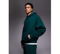 4505 - Icon Rest Day - Felpa con cappuccio squadrata oversize in cotone pesante da 440 g/m² verde bottiglia slavato L