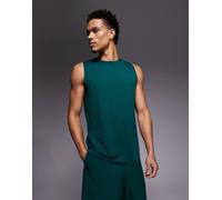 4505 - Icon - Top senza maniche da allenamento in rete quick dry verde bottiglia 2XL