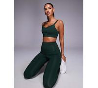 4505 - Leggings a vita alta da corsa verde lichene con tasca per cellulare con zip 38