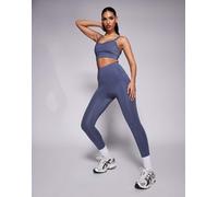 4505 - Leggings da corsa a vita alta color fiordaliso con tasca per il telefono con zip-Blu 38