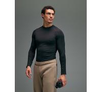 4505 - Maglietta a maniche lunghe base layer a compressione attillata nera senza cuciture che definisce la figura-Nero S