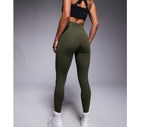 4505 Petite - Icon Active - Leggings a vita alta da palestra kaki modellanti sul retro con tasca interna-Verde 40