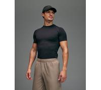 4505 - T-shirt base layer a compressione attillata nera senza cuciture che definisce il fisico-Nero XL