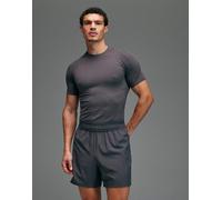 4505 - T-shirt base layer a compressione attillata senza cuciture color antracite che definisce la figura-Grigio XL