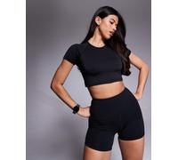 4505 - T-shirt corta tecnica nera con scollo rotondo-Nero L
