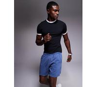 4505 - T-shirt mini in cotone nera con finitura quick dry e bordi a contrasto-Nero M